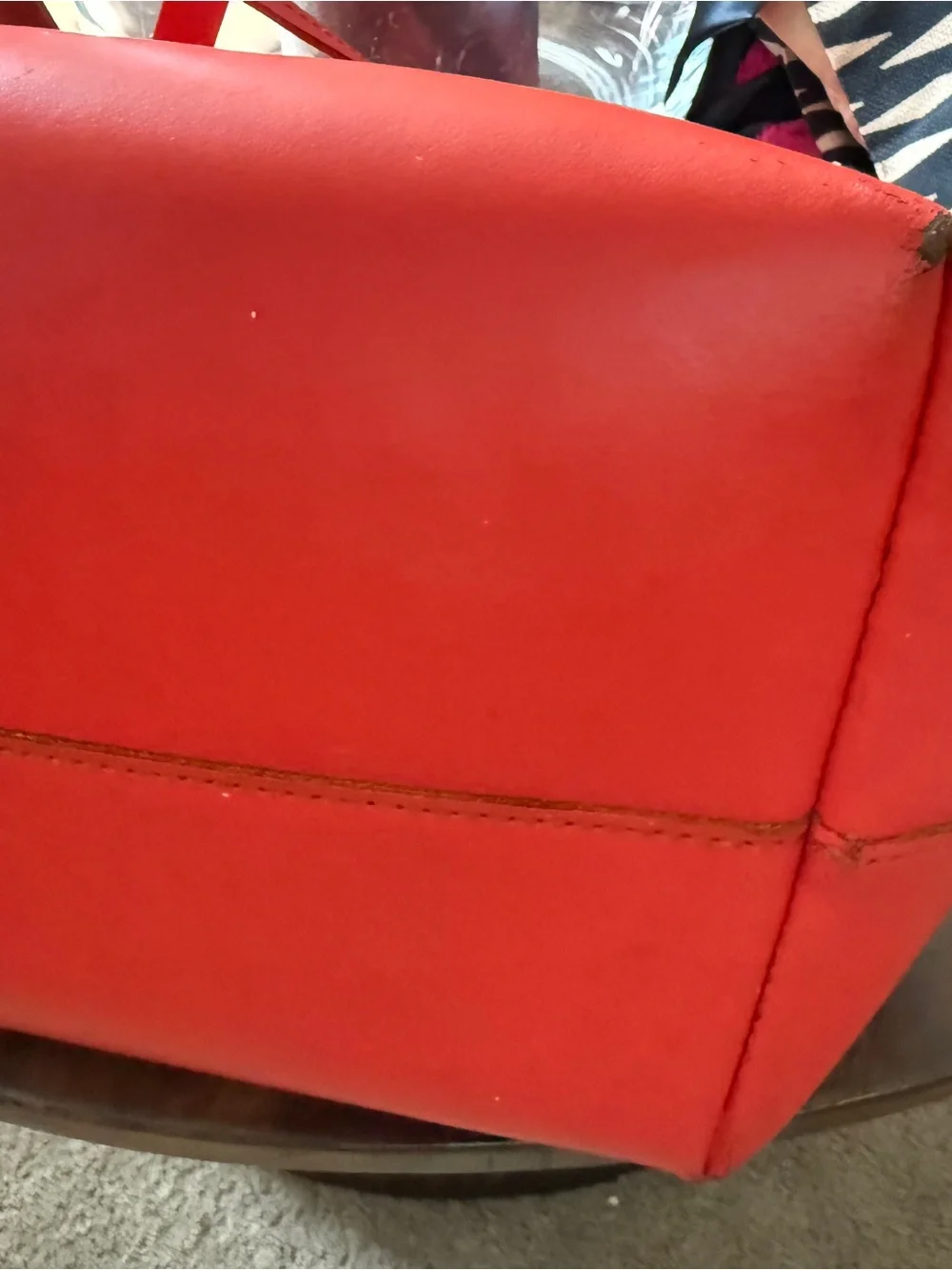 J. Crew Orange Leather Tote with Drawstring